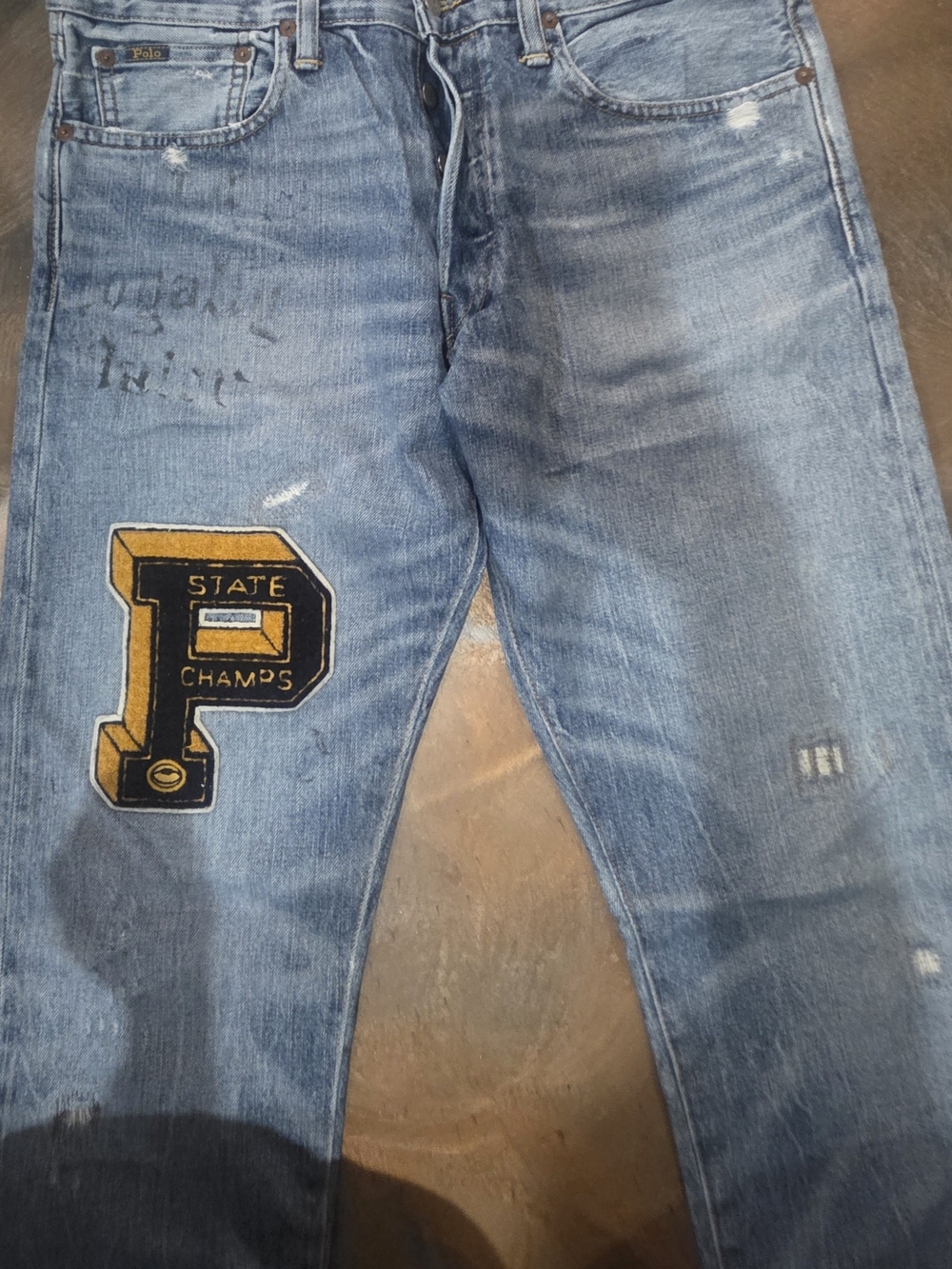 Polo by Ralph Lauren Light Blue Straight Jeans with Yellow/Black Patch